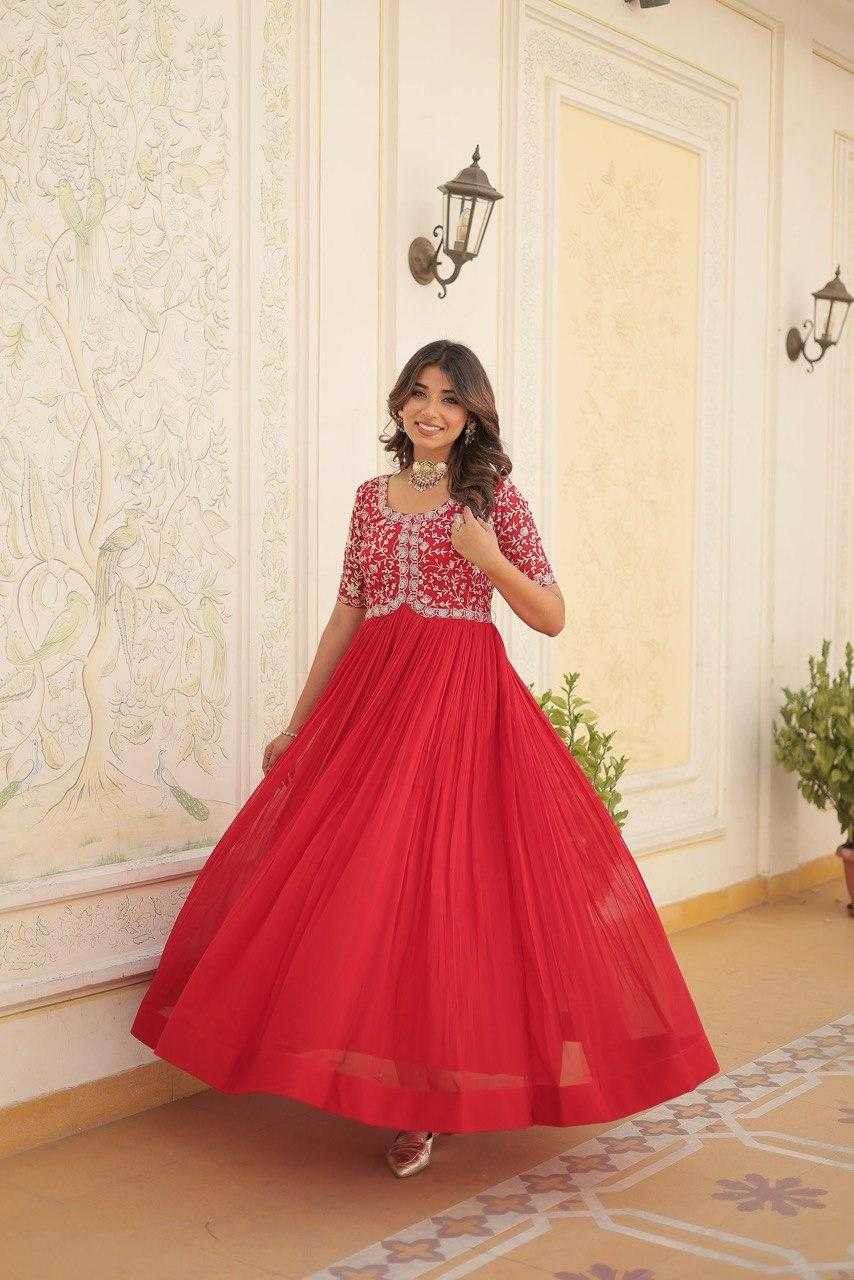 Faux Embroidery Long Gowns - MYLUXURY LANE ENTERPRISE